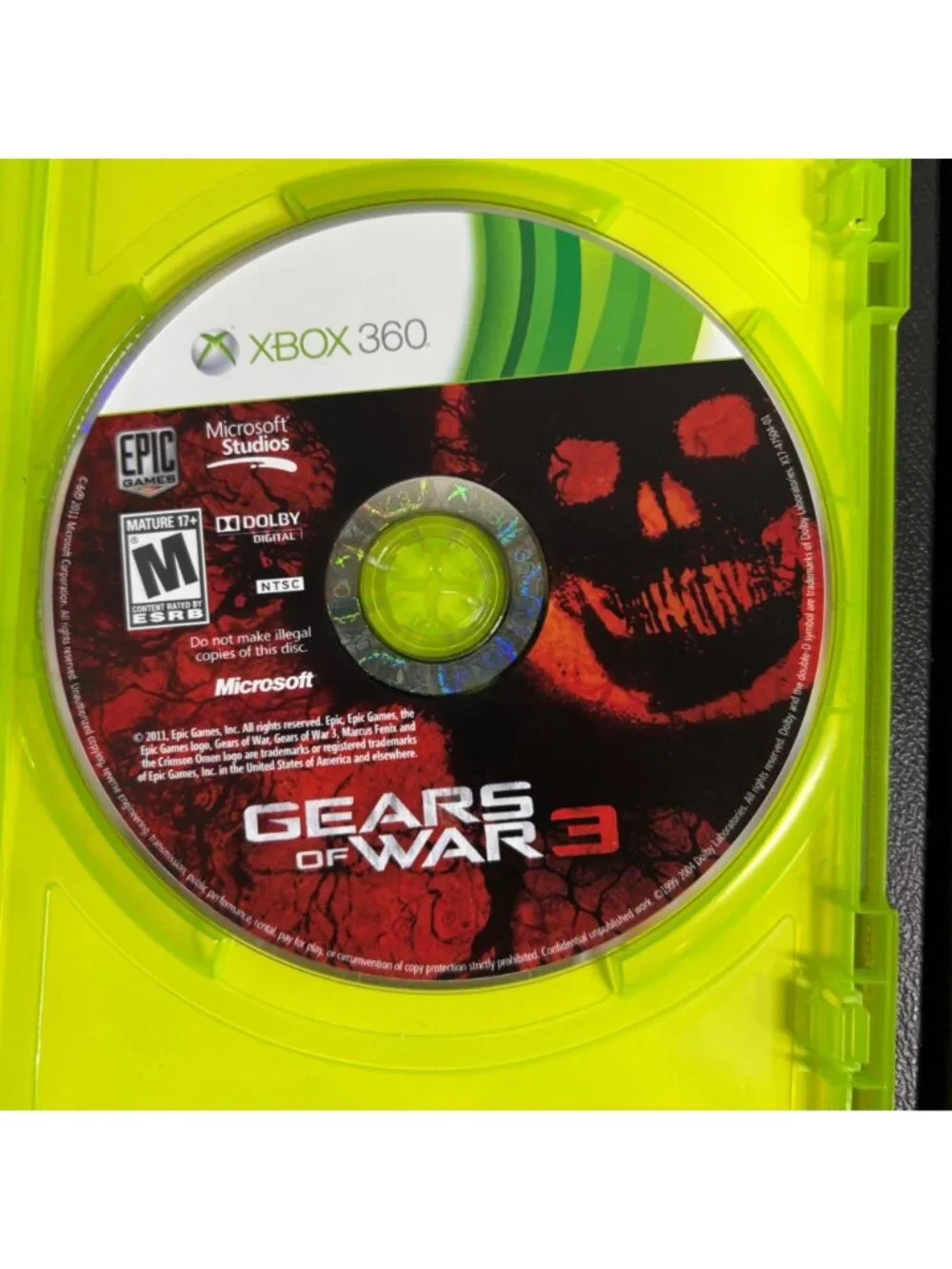 Gears Of War 3 Xbox 360 Video Game Complete With Case Disc & Sticker Sheet - Epi